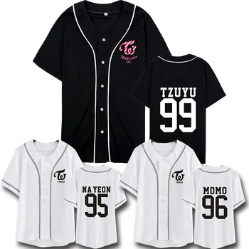 Mainlead KPOP du KARTUS Paties Stiliaus Hip-hop Beisbolo T-Shirt Mina Sana Momo Tzuyu Tee Marškinėliai