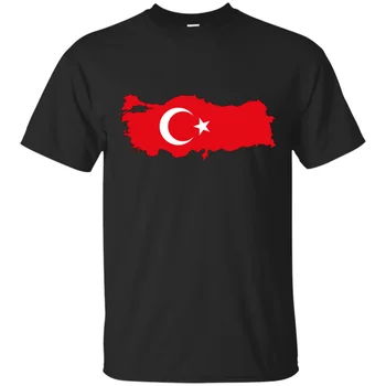 Turkijos Vėliavos Šalies Kontūras - Nacionalinio Pasididžiavimo Stambulo juokinga Spausdinimo Dizainą, marškinėliai Hip-hop Viršūnių o-kaklo trumpomis rankovėmis Tee marškinėliai