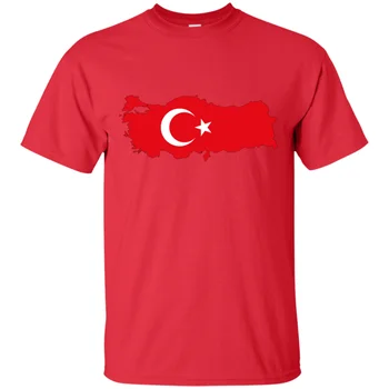 Turkijos Vėliavos Šalies Kontūras - Nacionalinio Pasididžiavimo Stambulo juokinga Spausdinimo Dizainą, marškinėliai Hip-hop Viršūnių o-kaklo trumpomis rankovėmis Tee marškinėliai