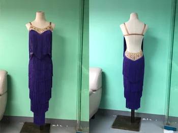 Lotynų Šokių Suknelės Moterims Aukštos Kokybės Individualų Rumba Samba Šokių Sijonas Lady Blue Kutas Lotynų Konkurenciją Šokių Suknelė