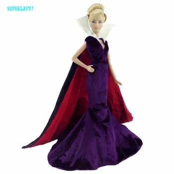 Aukštos Kokybės Limited Edition Princesė Suknelė Aksominė Šalies Vakarienė Dėvėti V-kaklo Suknelė, Apsiaustas Drabužius Barbie Lėlės 12