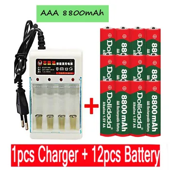AAA baterijos 8800 mah įkraunamos baterijos AAA 1,5 V 8800 mah Įkrovimo Naujas Alcalinas drummey +1pcs 4-cell baterijos įkroviklis