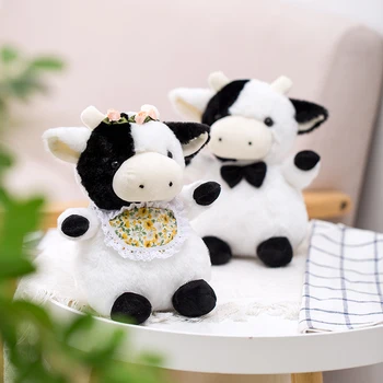 23cm white&Black Puikus Pora karvių Pliušinis Lėlės Įdaryti Žaislas Vaikams, Žaislai Gyvūnų Pliušas Pagalvės Animacinių filmų Dovana Vaikams Vestuvių Dovanos