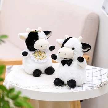 23cm white&Black Puikus Pora karvių Pliušinis Lėlės Įdaryti Žaislas Vaikams, Žaislai Gyvūnų Pliušas Pagalvės Animacinių filmų Dovana Vaikams Vestuvių Dovanos
