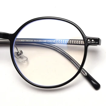 Peekaboo apvalių akinių rėmeliai moterų tr90 korėjos stiliaus acetatas studentų optiniai stiklai vyrų retro plonas rėmelis, skirtas kompiuteris, stabdžių mėlyna