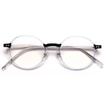 Peekaboo apvalių akinių rėmeliai moterų tr90 korėjos stiliaus acetatas studentų optiniai stiklai vyrų retro plonas rėmelis, skirtas kompiuteris, stabdžių mėlyna