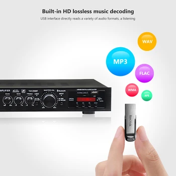 5 Kanalo Amplificador Bluetooth, AV Stereo Stiprintuvas Karaoke Etape Hifi Galia, Namų Kino sistemos, Garso Stiprintuvai Dual Mic FM SD USB