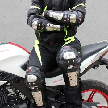 Motociklo Rider Kelio & Alkūnės Pagalvėlės-4pcs Nerūdijančio Plieno Motociklo Lenktynininkas/Motokroso Kelio Ir Alkūnės Shin Guards Raštas, Suaugusiųjų