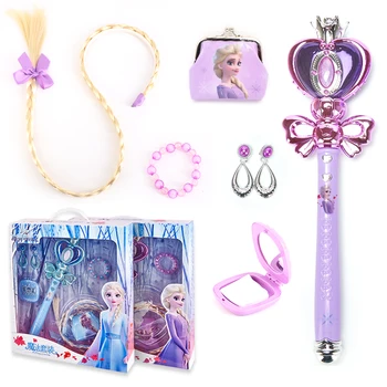 Originali Disney Užšaldyti Elsa Muzikos Magic Wand Mergaičių Žaislų Lankelis Princesė Elsa Karūna Monetos Rankinėje Makiažas Žaislų Rinkinys Kalėdų Dovanos
